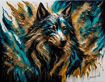 Art abstrait du loup 13 sur Johanna's Art