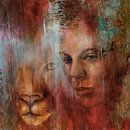 Gemeinsam: Der Blick einer Frau und eines Löwen von Annette Schmucker Miniaturansicht