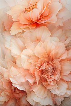Abstracte weergave van zijden, fuzzy peach bloemen van Lauri Creates