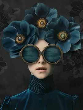 Mysterium in blauen Blumen und Schatten von Color Square