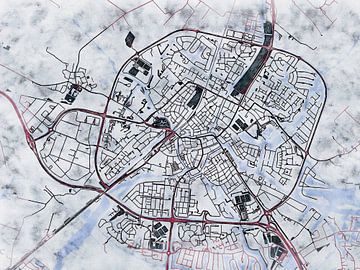 Kaart van Sneek in de stijl 'White Winter' van Maporia