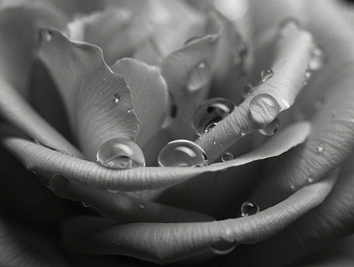 Photographie macro sophistiquée en noir et blanc