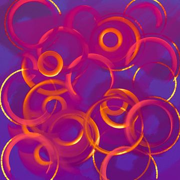 Cirkels op paars van Abstrakt Art