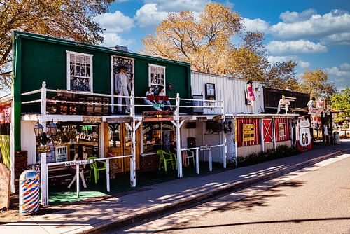 Huizen gevel historische stad Seligman op Route 66 USA