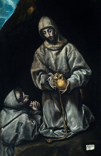 Sint Franciscus in meditatie met broeder Leo - El Greco (Doménikos Theotokópoulos), 1600-1605