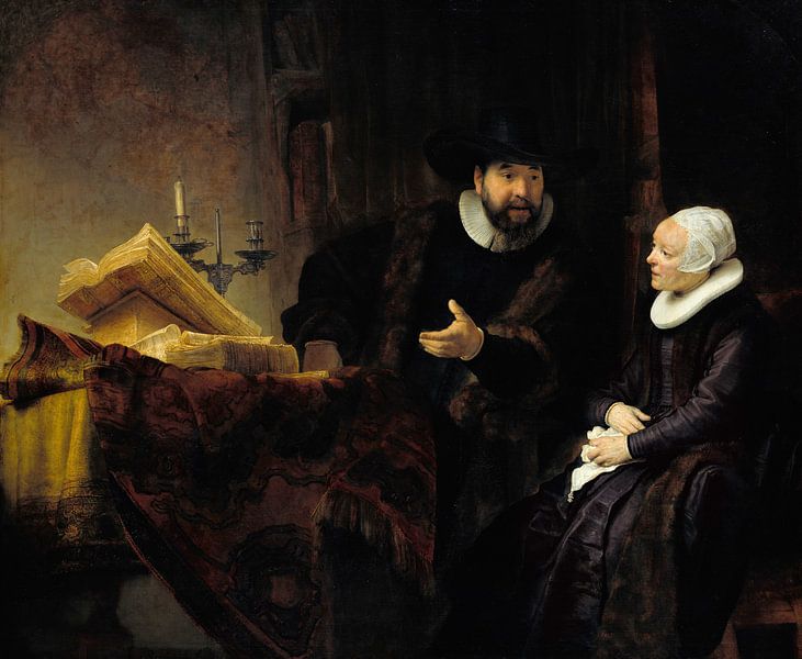 Cornelis Claesz Anslo im Gespräch mit seiner Frau Aaltje, Rembrandt van Rijn von Rembrandt van Rijn