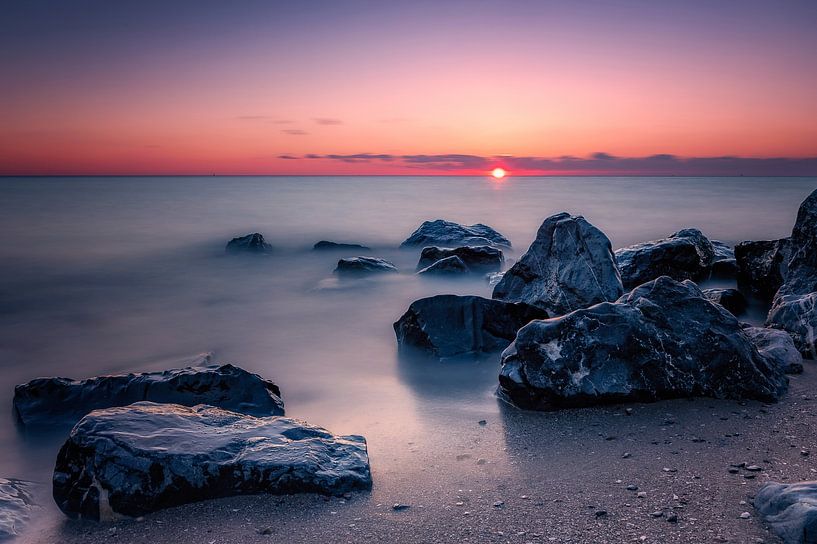 Sunset at the IJsselmeer by Jos Reimering