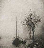 Winter scene with boat Ten Post Groningen