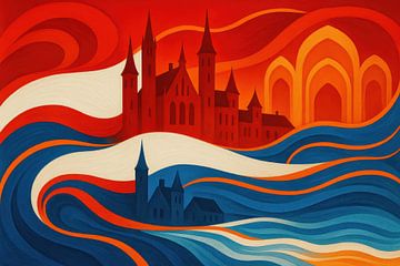 Vagues autour d'une silhouette avec des arcs sur Imperial Art House