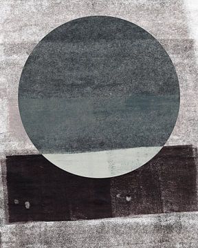 Ikigai. Nieuw begin. Minimalistisch abstract in grijs, zwart en wit van Dina Dankers