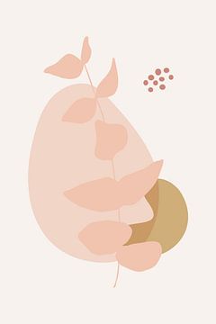 Modern boho botanical. Leaves in pastel colors no. 3 by Dina Dankers