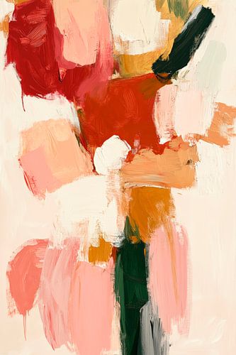 Abstracte bloemencompositie in zachte tinten