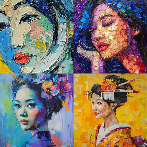 art japonais femme collage par Egon Zitter