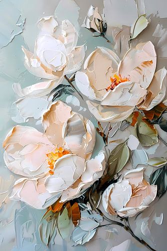 Elegante weiße Magnolien-Palettenmesser-Kunst