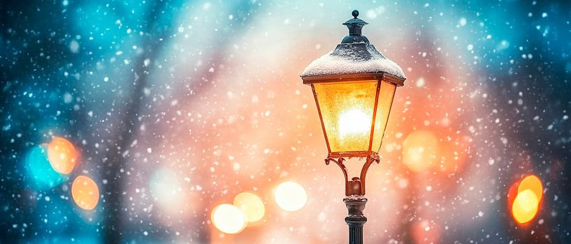 Winter lantern in the snowfall by Poster Art Shop