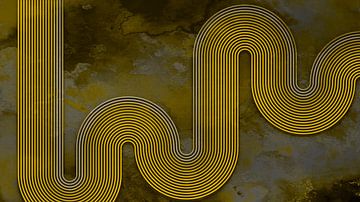 Modern Abstract Japandi Geometrische Lijn Curve Goud van Mad Dog Art