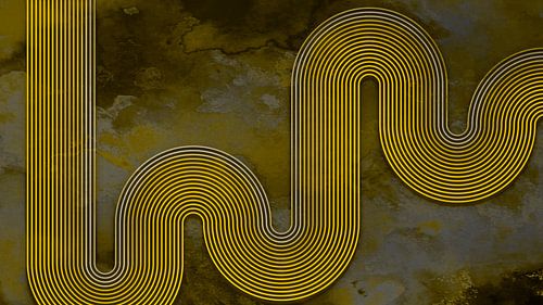 Modern Abstract Japandi Geometrische Lijn Curve Goud