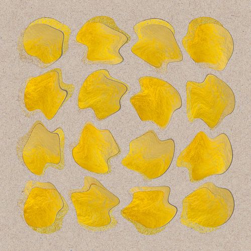 Abstracte geometrische vormen in geel en goud op beige