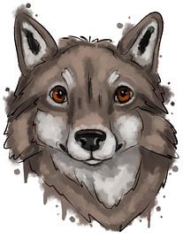 Aquarell-Wolfskopf
