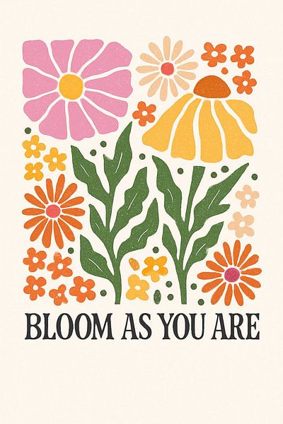 Vibrancy Blooms : Retro Floral Art Print - Embrace Your Unique Growth &amp;amp ; Flourish Just As You Are par Artistic