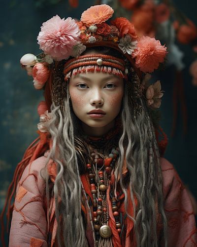 Colourful digital art portrait by Carla Van Iersel