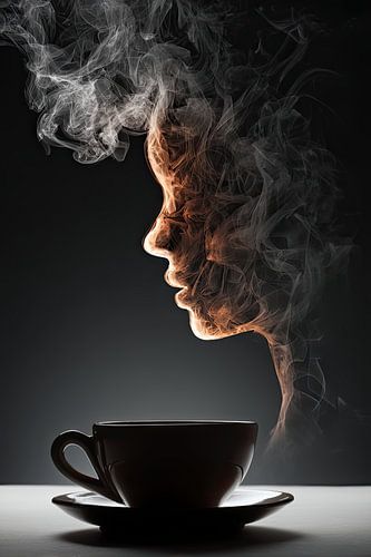 koffie of cappuccino abstract met vrouwspersoon