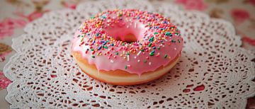 Kleurrijke donut op een filigraan achtergrond van Poster Art Shop