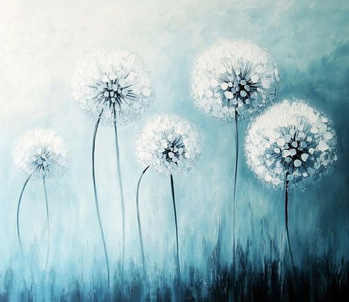 Dandelion dreams in blue by Floral Abstractions
