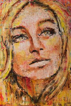 Porträt Frau orange gelb von Anja Namink - Gemälde