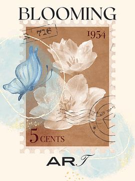 White flower with blue butterfly by @Unique