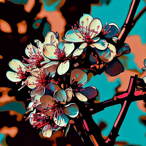 Pop art de la fleur de cerisier