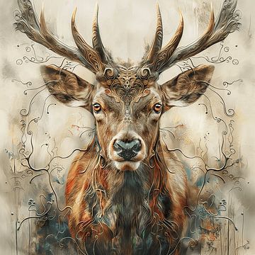Mystische Hirsche abstrakt von Mel Digital Art