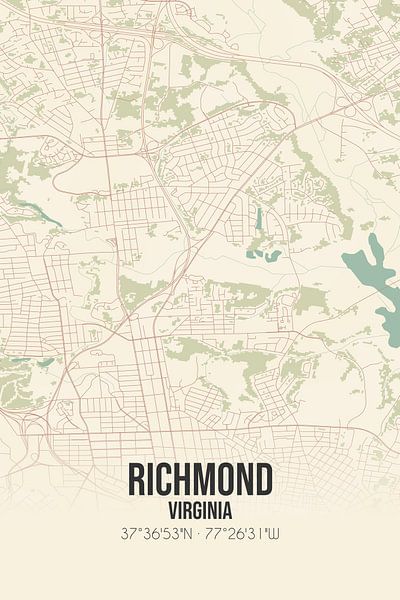 Vintage map of Richmond (Virginia), USA. by Prints of Place