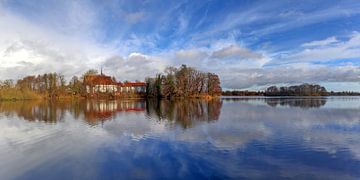 Panorama at the lake with reflection in the calm water by MPfoto71