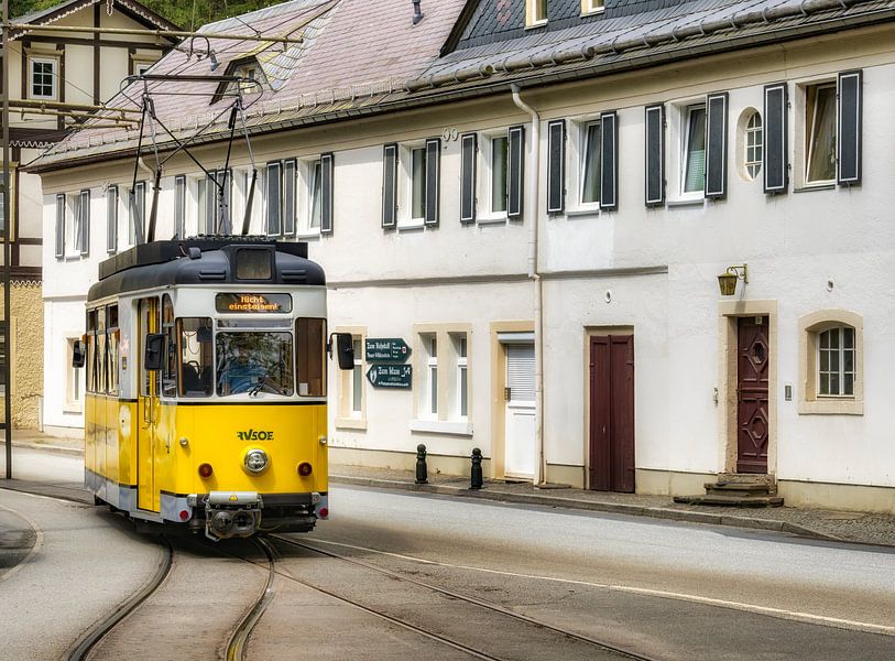 Old yellow tram in Bad Schandau by Connie de Graaf