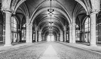 Tunnel under the  Rijksmuseum in Amsterdam in black and white