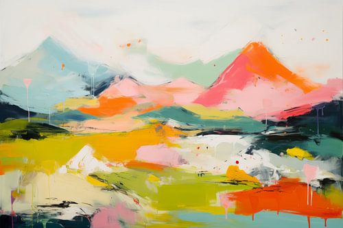 Paysage moderne et abstrait aux couleurs pastel