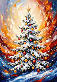 Weihnachtsbaum – Zauber im goldenen Farbenwirbel