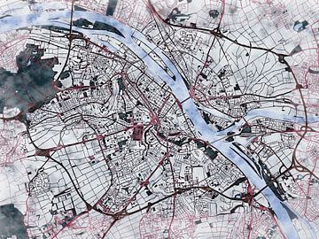 Karte von Mainz im stil 'White winter' von Maporia
