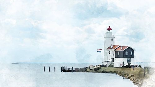 Vuurtoren Het Paard van Marken, Noord-Holland.