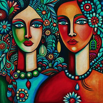 Twin sisters looking straight at you no.23 by Jan Keteleer
