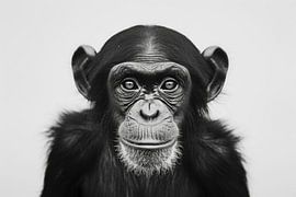 Chimpansee in zwart-wit van Poster Art Shop