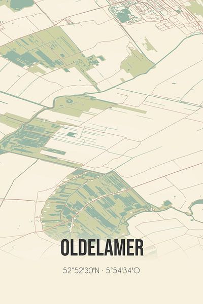 Carte ancienne de Oldelamer (Fryslan) par Affiches de lieux