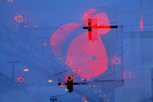 Traffic lights switched to red at dusk, Bremen, Germany, Europe I Red Traffic light at Dusk, Bremen,