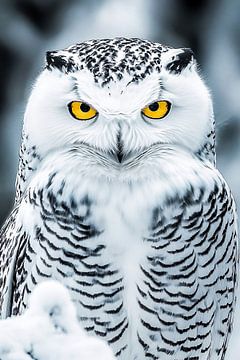 Close-up sneeuwuil met gele ogen van Imperial Art House