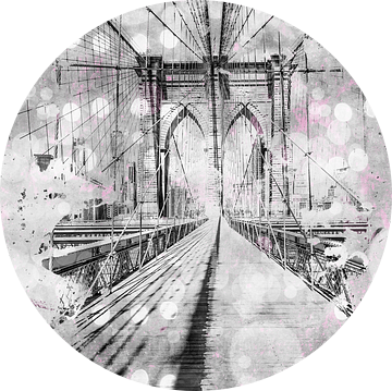 Grafische Kunst in de STAD NEW YORK Brooklyn Bridge van Melanie Viola