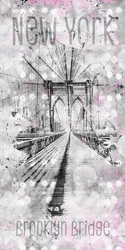 Grafische Kunst in de STAD NEW YORK Brooklyn Bridge van Melanie Viola