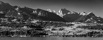 Panorama du lac de Thoune en noir et blanc sur Henk Meijer Photography