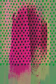 Abstract in roze, geel en groen met stippen van Studio Allee