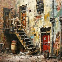 Lost Place Backyard Stairs Doors Windows Decay Brick Facade